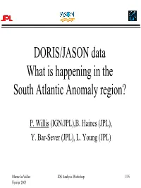 DORIS/JASON Data, What Is Happening in the South Atlantic