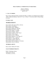 Minutes of Meeting 2017 Regular Session May 10, 2017