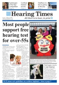 NICE Issues New Guidelines on Cochlear Implants – Turn to Page 3 2 News Hearing Times  February 2009