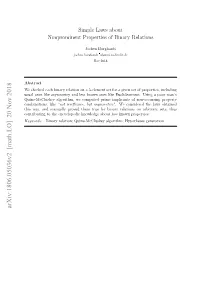 Simple Laws About Nonprominent Properties of Binary Relations