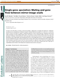 Single-Gene Speciation: Mating and Gene ﬂow Between Mirror-Image Snails