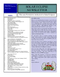 SOLAR ECLIPSE NEWSLETTER SOLAR ECLIPSE November 2003 NEWSLETTER