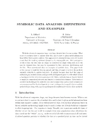 Symbolic Data Analysis: Definitions and Examples