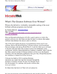 What's the Greatest Software Ever Written? Page 1 of 13