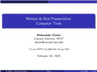 Written & Oral Presentation: Computer Tools