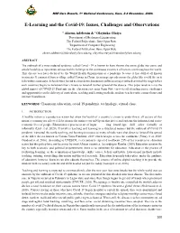 E-Learning and the Covid-19: Issues, Challenges and Observations