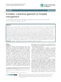 Frostbite: a Practical Approach to Hospital Management