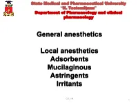 General and Local Anesthetics