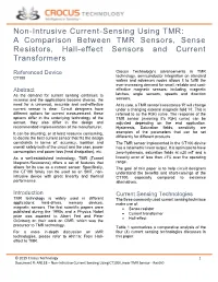 Non-Intrusive Current-Sensing Using TMR: a Comparison Between TMR Sensors, Sense Resistors, Hall-Effect Sensors and Current Transformers