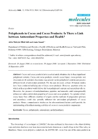 Polyphenols in Cocoa and Cocoa Products: Is There a Link Between Antioxidant Properties and Health?