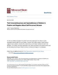 Trait Conscientiousness and Agreeableness in Relation to Positive and Negative Mood Self-Perceived Altruism