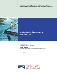 An Analysis of Germany's Netzdg Laws