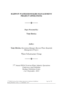Barwon Water Biosolids Management Project Operations