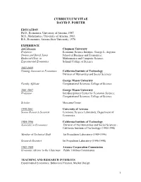 Curriculum Vitae David P. Porter