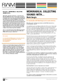 Memorabilia. Collecting Sounds With…