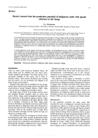 Recent Research Into the Production Potential of Indigenous Cattle with Special Reference to the Sanga