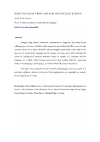 Right Ideals of a Ring and Sublanguages of Science