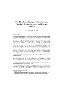 The Dhudhuroa Language of Northeastern Victoria: a Description Based on Historical Sources