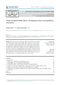 Urban and Rural Public Spaces: Development Issues and Qualitative Assessment