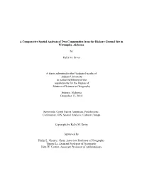 A Comparative Spatial Analysis of Two Communities from the Hickory Ground Site in Wetumpka, Alabama