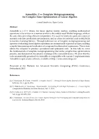 Armadillo: C++ Template Metaprogramming for Compile-Time Optimization of Linear Algebra