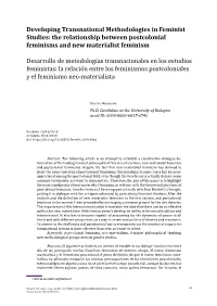 Developing Transnational Methodologies in Feminist Studies: the Relationship Between Postcolonial Feminisms and New Materialist Feminism