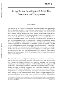 Insights on Development from the Economics of Happiness Public Disclosure Authorized