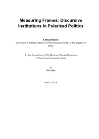 Measuring Frames: Discursive Institutions in Polarized Politics