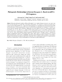 Phylogenetic Relationships in Korean Elaeagnus L. Based on Nrdna ITS Sequences