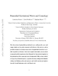 Primordial Gravitational Waves and Cosmology Arxiv:1004.2504V1