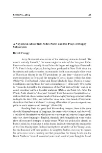 SPRING 2012 25 a Nuyorican Absurdist: Pedro Pietri and His Plays of Happy Subversion David Crespy