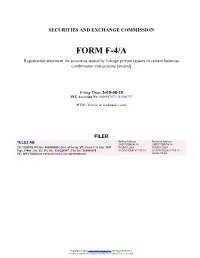 TELE2 AB Form F-4/A Filed 2018-08-28
