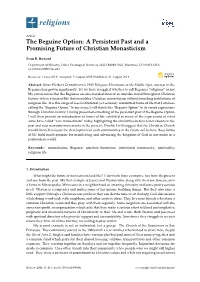 The Beguine Option: a Persistent Past and a Promising Future of Christian Monasticism