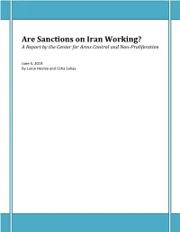 Are Sanctions on Iran Working? a Report by the Center for Arms Control and Non-Proliferation