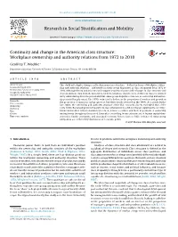 Continuity and Change in the American Class Structure
