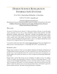 Design Science Research in Information Systems