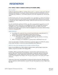 Fact Sheet About Diabetic Macular Edema (Dme)