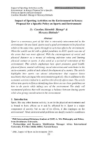 Impact of Sporting Activities on the Environment in Kenya: Proposal for a Specific Policy on Sports and Environment