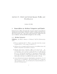 Lecture 10 - Direct and Inverse Images, Stalks, and Sheaﬁﬁcation
