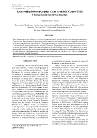 Relationship Between Organic-C and Available-P Due to Tidal Fluctuation in South Kalimantan