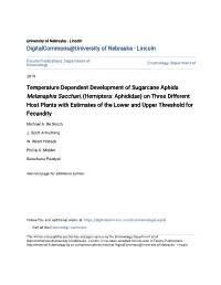 Temperature Dependent Development of Sugarcane Aphids