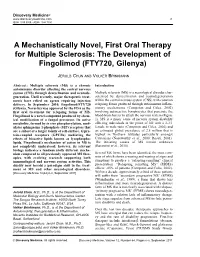 The Development of Fingolimod (FTY720, Gilenya)