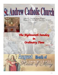 The Eighteenth Sunday in Ordinary Time August 1St, 2021