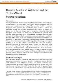 Witchcraft and the Techno-World Venetia Robertson