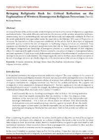 Critical Reflection on the Explanation of Western Homegrown Religious Terrorism (Part II) by Lorne Dawson