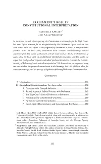 Parliament's Role in Constitutional Interpretation