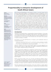 Proportionality in Enterprise Development of South African Towns