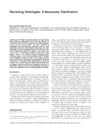 Revisiting Ontologies: a Necessary Clarification
