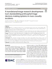 Standardizing Prehospital Triage Decision-Making Systems in Mass
