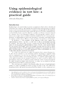 Using Epidemiological Evidence in Tort Law: a Practical Guide Aleksandra Kobyasheva